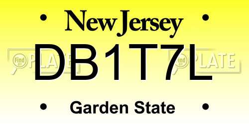 DB1T7L New Jersey License Plate