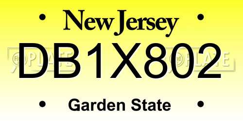 DB1X802 New Jersey License Plate