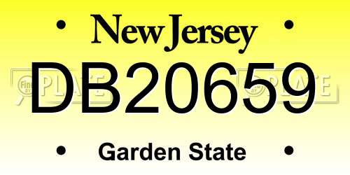 DB20659 New Jersey License Plate