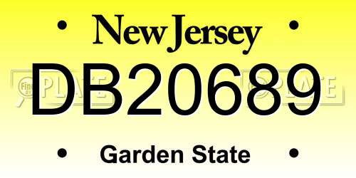 DB20689 New Jersey License Plate