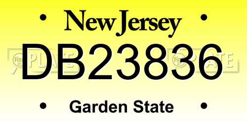 DB23836 New Jersey License Plate