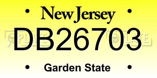 DB26703 New Jersey License Plate