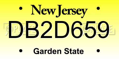 DB2D659 New Jersey License Plate