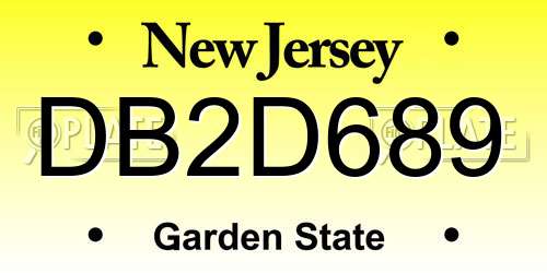 DB2D689 New Jersey License Plate