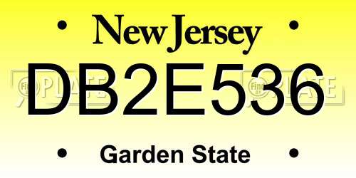 DB2E536 New Jersey License Plate