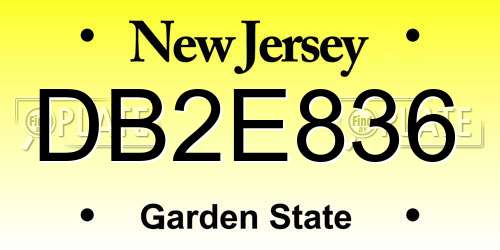 DB2E836 New Jersey License Plate