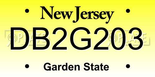 DB2G203 New Jersey License Plate