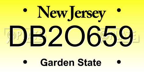 DB2O659 New Jersey License Plate