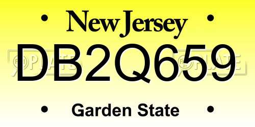 DB2Q659 New Jersey License Plate
