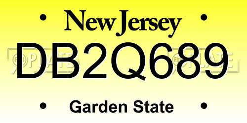 DB2Q689 New Jersey License Plate