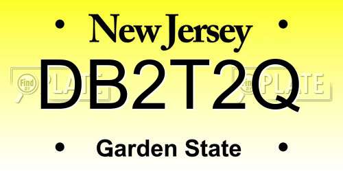 DB2T2Q New Jersey License Plate
