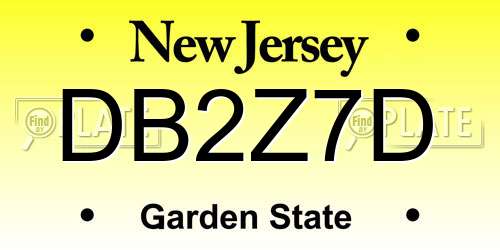 DB2Z7D New Jersey License Plate