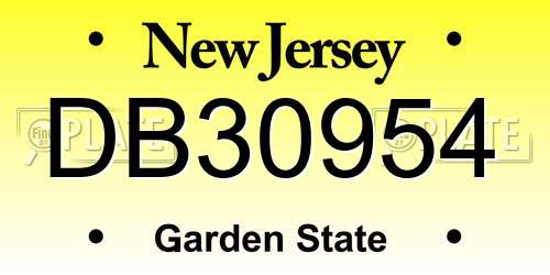 DB30954 New Jersey License Plate