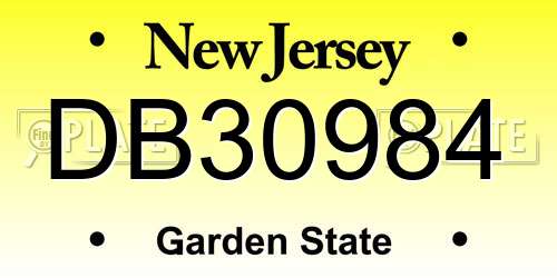 DB30984 New Jersey License Plate