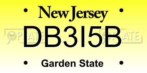 DB3I5B New Jersey License Plate