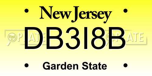 DB3I8B New Jersey License Plate