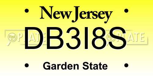 DB3I8S New Jersey License Plate