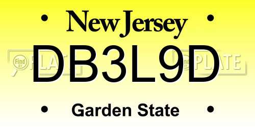 DB3L9D New Jersey License Plate