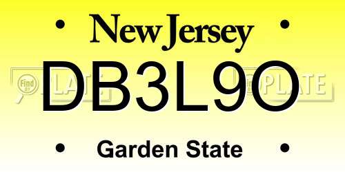 DB3L9O New Jersey License Plate
