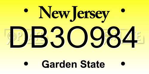 DB3O984 New Jersey License Plate