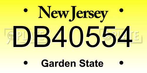 DB40554 New Jersey License Plate
