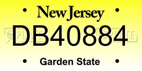 DB40884 New Jersey License Plate