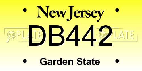 DB442 New Jersey License Plate
