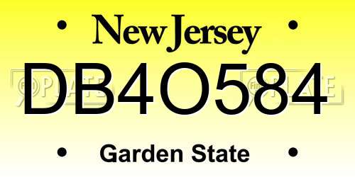 DB4O584 New Jersey License Plate