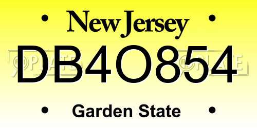 DB4O854 New Jersey License Plate