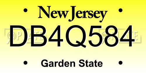 DB4Q584 New Jersey License Plate