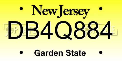 DB4Q884 New Jersey License Plate