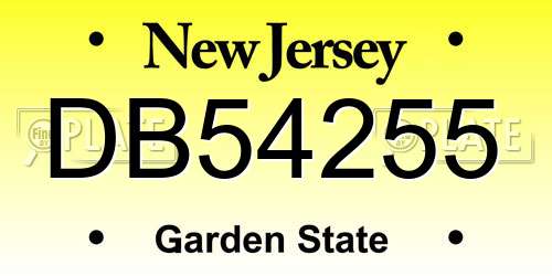 DB54255 New Jersey License Plate
