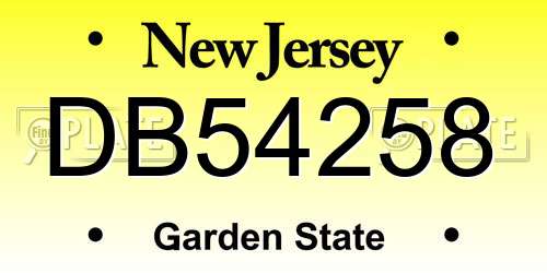 DB54258 New Jersey License Plate
