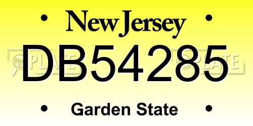 DB54285 New Jersey License Plate
