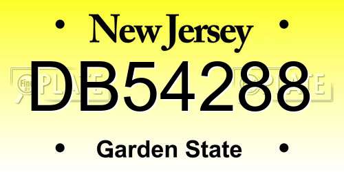 DB54288 New Jersey License Plate