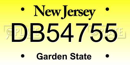 DB54755 New Jersey License Plate