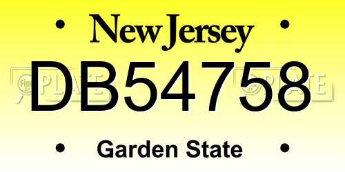 DB54758 New Jersey License Plate