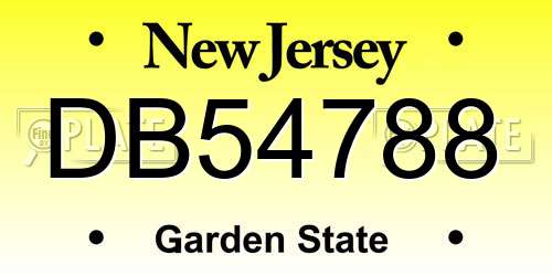 DB54788 New Jersey License Plate