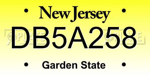 DB5A258 New Jersey License Plate