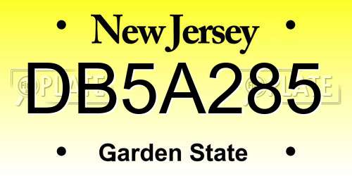 DB5A285 New Jersey License Plate