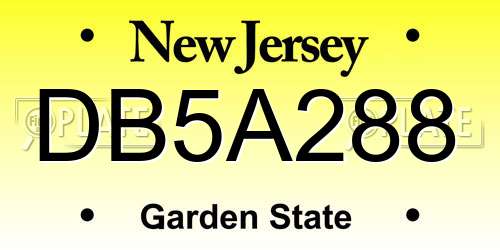 DB5A288 New Jersey License Plate