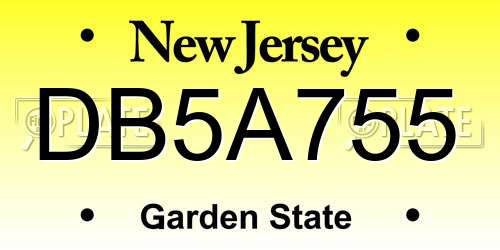 DB5A755 New Jersey License Plate