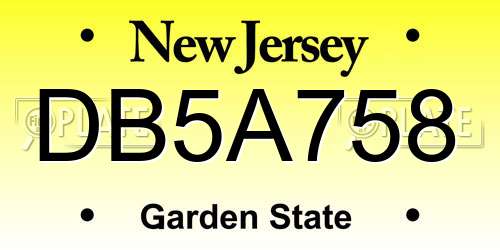 DB5A758 New Jersey License Plate