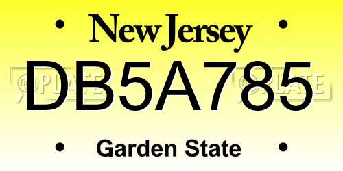 DB5A785 New Jersey License Plate