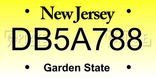 DB5A788 New Jersey License Plate