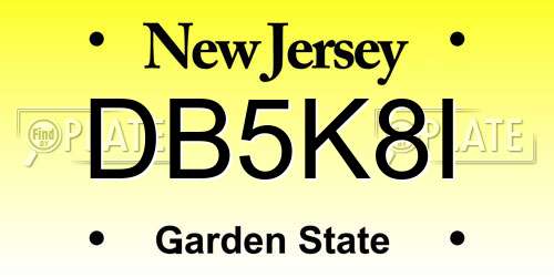 DB5K8I New Jersey License Plate