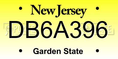 DB6A396 New Jersey License Plate