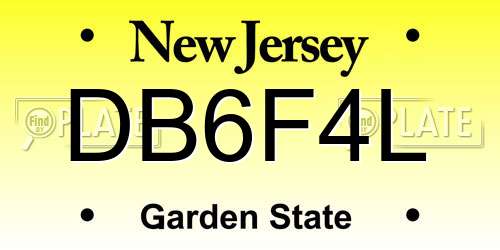DB6F4L New Jersey License Plate