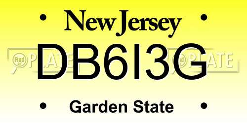 DB6I3G New Jersey License Plate