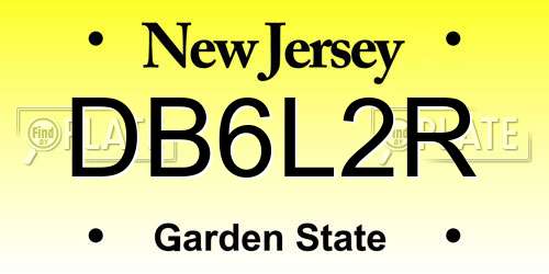 DB6L2R New Jersey License Plate